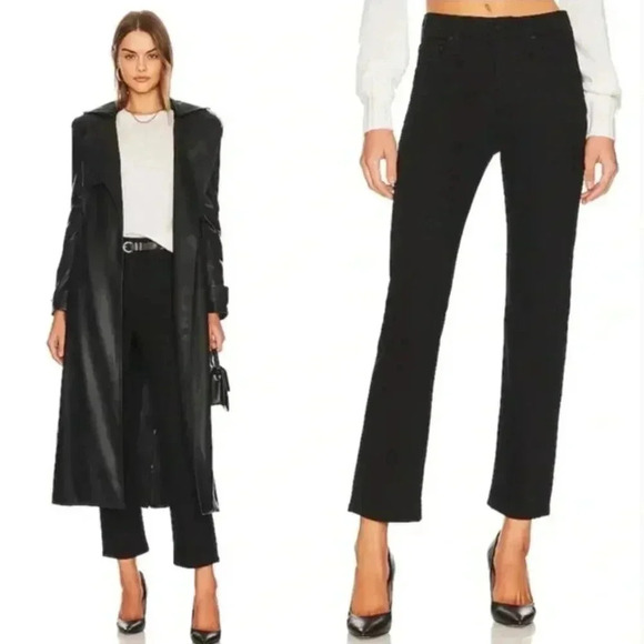 NWT MOTHER The Tomcat Ankle High Rise Straight Jeans Lasting Impression Black 25 - Picture 1 of 15